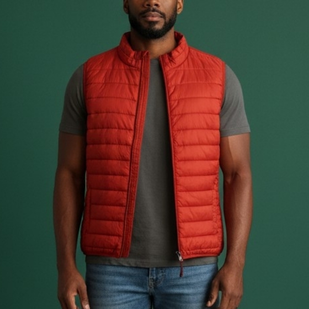 ZELOS Tomato Red Lightweight Quilted Packable Vest Large